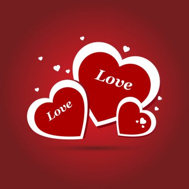 Romantik geçmiş kartı, kalpler ve yazılar, suluboya