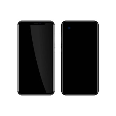 Beyaz arka planda beyaz ekranı olan gerçekçi bir akıllı telefon. Mobil bir web sitesi ya da uygulamalarınızın ekran görüntülerini göstermek için bir düzen. Vektör illüstrasyonu