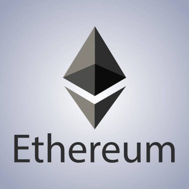 Mavi gri arkaplanda izole edilmiş Ethereum simgesi simgesi