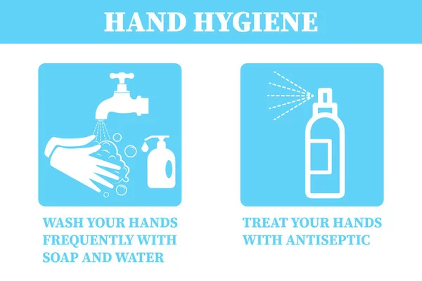 Hand Hygiene Coronavirus Covid Preventative Hand Sanitizer Protects Hands Viruses — Stock Vector