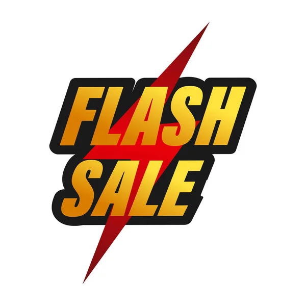 Flash Sales Banner Gele Verloop Tekst Met Een Rode Bliksemschicht — Stockvector