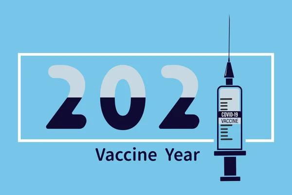 Rok Očkování 2021 Kovid Pandemická Vakcína Koncept Dispozici Roce2021 Vektorová — Stockový vektor