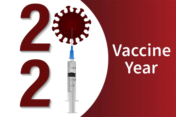 Rok Očkování Bannerová Šablona 2021 Symbolem 2021 Virové Buňky Injekční — Stockový vektor
