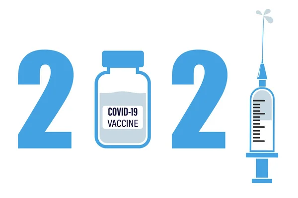 Rok Očkování 2021 Kovid Pandemická Vakcína Koncept Dispozici Roce2021 Vektorová — Stockový vektor