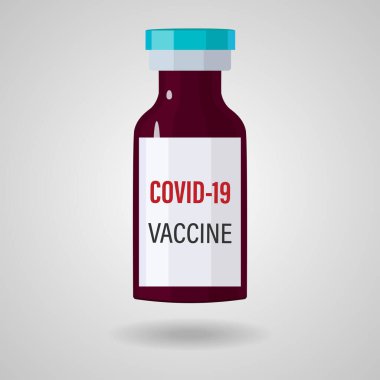 Covid-19 'a karşı aşıların vektör geçmişi. Coronavirus Covid19 aşısına karşı aşı şişeleri ve aşı için şırınga aletleri.
