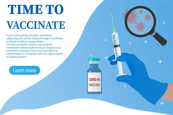Vacinação Contra Covid Está Hora Vacinar Mão Com Uma Seringa —  Vetores de Stock