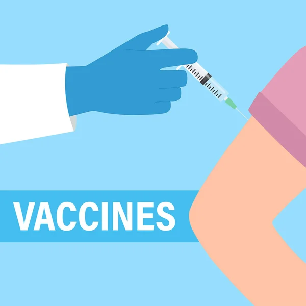 Mano Del Medico Con Una Siringa Facendo Vaccinazione Del Paziente — Vettoriale Stock