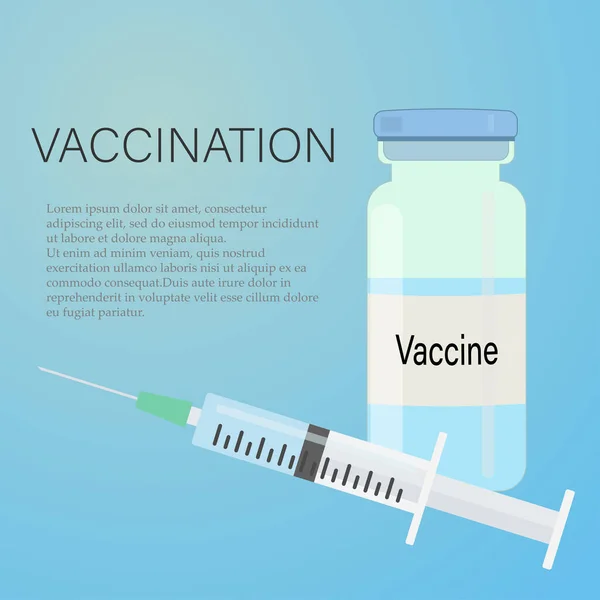 Het Concept Van Vaccinatie Vectorbanner Poster Met Een Fles Een — Stockvector