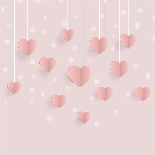 Banner Web Con Una Decoración Corazones Papel Colgando Sobre Fondo — Vector de stock