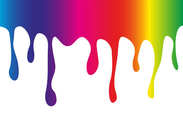 Rainbow paint drips. An abstract drop. White background vector illustration