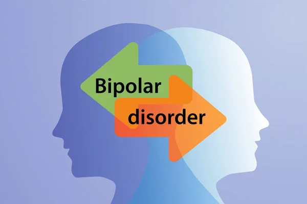 Une Métaphore Trouble Bipolaire Mental Deux Visages Personnalité Partagée Concept — Image vectorielle