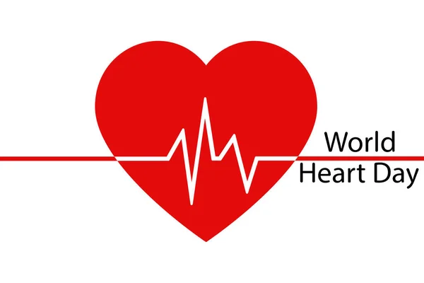 Creative Illustration Concept World Heart Day Banner Poster Red Heart — Stock Vector