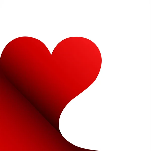 Pegatina Papel Rojo Con Sombra Forma Del Corazón Desplegar Papel — Vector de stock