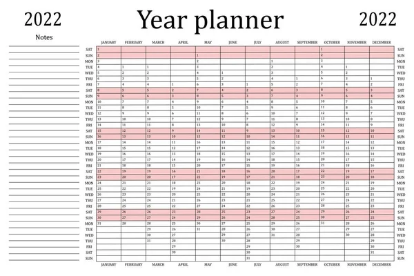 Calendar linear for 2024 year. Yearly calender planner. Schedule template  with months. Week starts Sunday. Horizontal, landscape orientation,  english. Agenda organizer. Vector illustration. Stock Vector