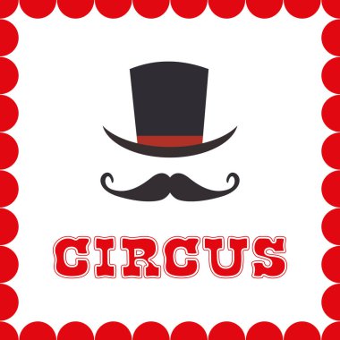 Sihirli silindir ve vektör bıyık ikonu. Sirk konsepti. Düz vektör illüstrasyonu