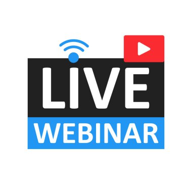 Canlı Webinar. Çevrimiçi eğitim ve online iş için canlı yayın. Vektör illüstrasyonu.