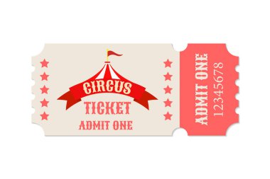 Sirke bir bilet. Sirke yatay bilet. Performanslı birinci sınıf giriş bileti. Vektör.