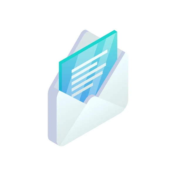 Nieuw Open Bericht Isometrische Pictogram Mobiele Mail Nieuw Mail Teken — Stockvector