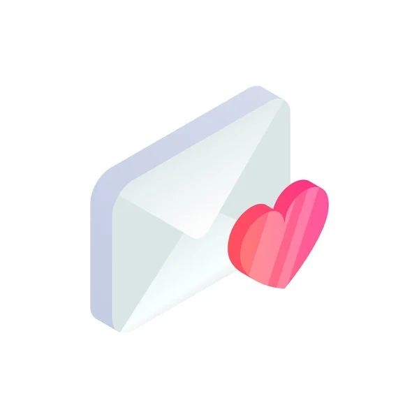 Icona Isometrica Del Messaggio Preferito Email Simbolo Mobile Forma Cuore — Vettoriale Stock