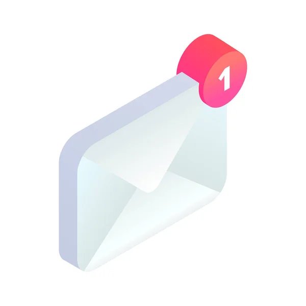 Nieuw Inkomende Bericht Isometrische Pictogram Mail Mobiele Melding Nieuw Mail — Stockvector