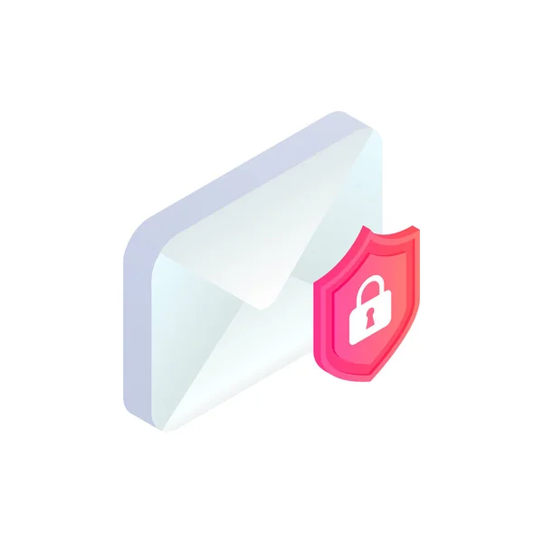 Veilige Mail Service Isometrische Pictogram Veilige Mobiele Post Mail Bord — Stockvector