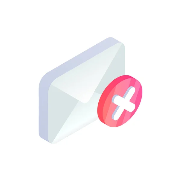 Mail Abbrechen Isometrisches Symbol Abmelden Mail Nachricht Mit Rotem Kreuz — Stockvektor