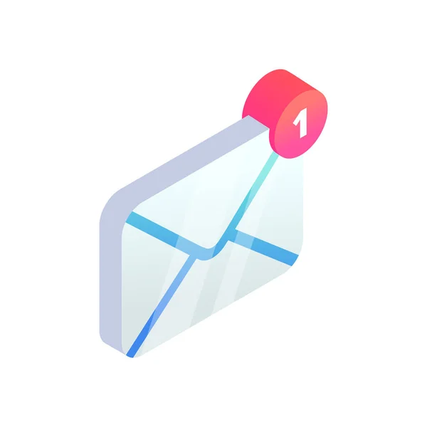 新しい着信メッセージ等角アイコン 3D電子メールモバイルアプリ通知 新しい電子メールの署名 ソーシャルネットワーク Smsチャット スパム ウェブサイトのための新しいメールベクトルシンボル ランディングページデザイン — ストックベクタ