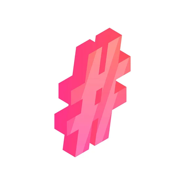 Isometrische Hashtag Ikoon Tweet Social Media Community Symbool Geïsoleerd Witte — Stockvector