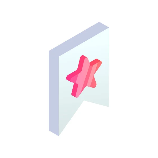 Isometric Bookmark Icon Favorite Symbol Star Isolated White Background Trendy — Stock Vector