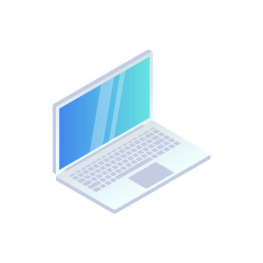 Isometric laptop Vektör Simgesi. Web, Uygulama, bilgi grafikleri için 3d modayı takip eden bilgisayar defteri işareti