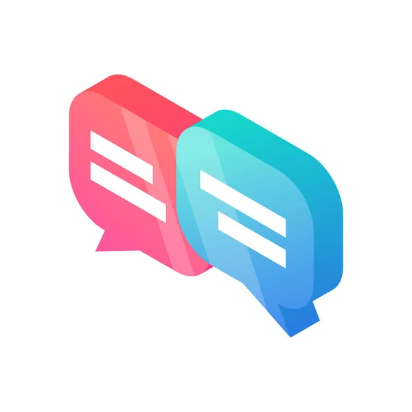 Isometrisches Chat Symbol Sprechblasensymbol Online Sms Vektor Zeichen Social Media — Stockvektor