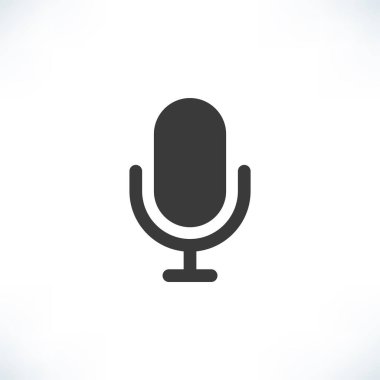 Stüdyo Mikrofon basit simgesi. Siyah podcast radyo işareti, yayın sembolü. Retro mikrofon vektör çizimi beyaz arkaplanda izole edildi.