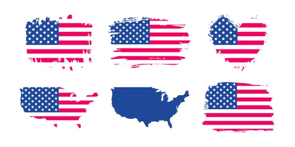 Гранж Флаг Соединенных Штатов Америки Установлен Текстурированный Флаг Сша Векторная — стоковый вектор