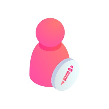 Profili düzenle, kişisel bilgi izometrik simgesini değiştir. Kullanıcı bilgi simgesini düzenle. 3D düzeltme hesap ayrıntıları sembolü. Kişinin veri bilgileri.