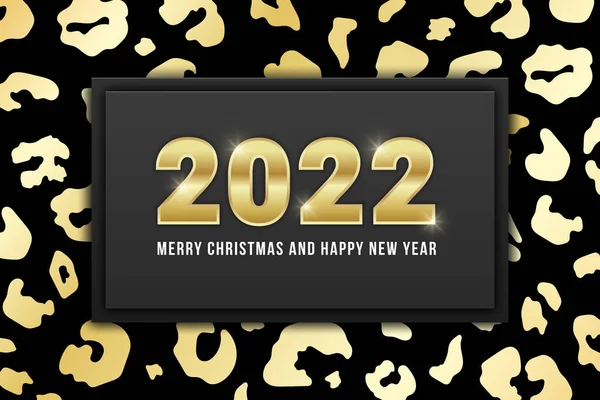 2022 Wesołych Świąt Szczęśliwego Nowego Roku Projekt Kartki Błyszczącymi Złotymi — Wektor stockowy