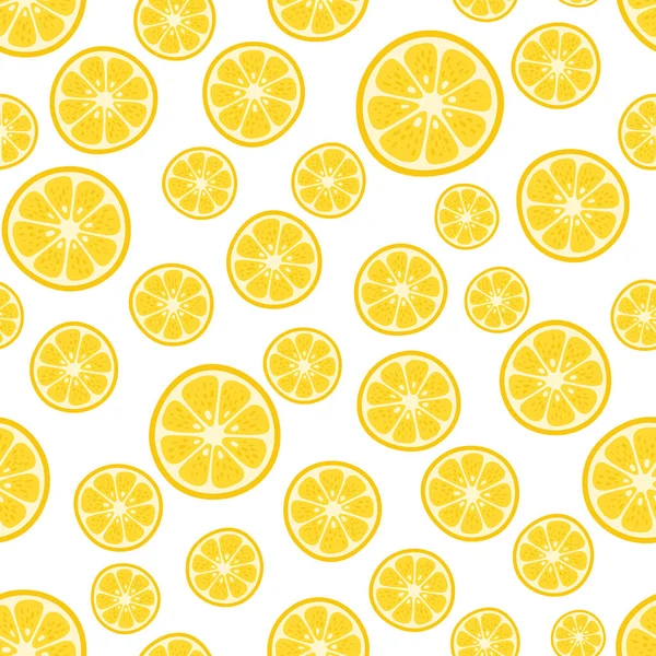 Lindo Patrón Sin Costura Vector Lemon Rebanada Círculo Frutas Frescas — Vector de stock