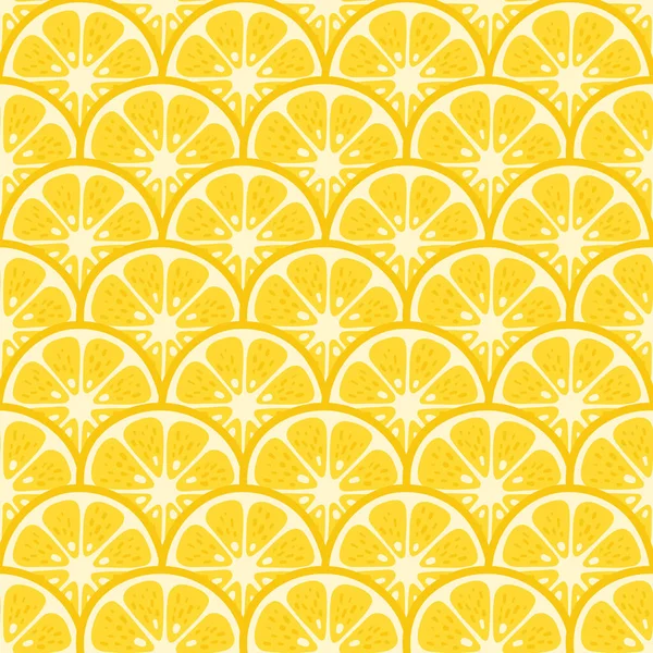 Cute Vector Lemon Seamless Pattern Cartoon Summer Fresh Fruit Circle — Vector de stock