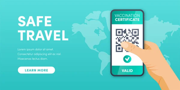 Certificado Vacinação Covid Válido Eletrônico Código Conceito Vetor Tela Smartphone — Vetor de Stock