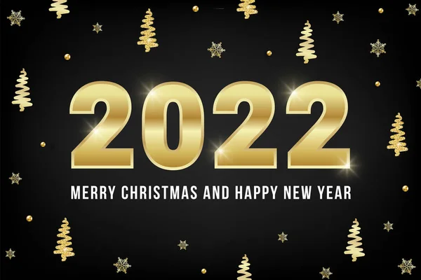 2022 God Jul Och Gott Nytt Gratulationskort Glänsande Design Med — Stock vektor