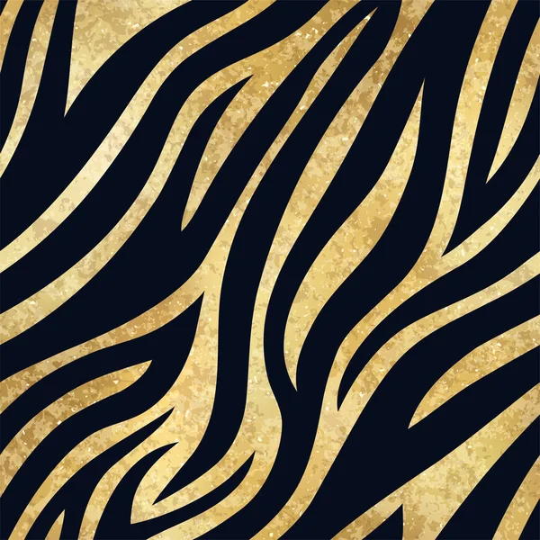 ベクトルトレンディ黄金の虎の皮膚シームレスパターン 手描きの野生動物の皮膚の黒いストライプ上の金の金属箔繰り返しテクスチャのためのファッションプリント ウェブ カバー 包装紙 — ストックベクタ