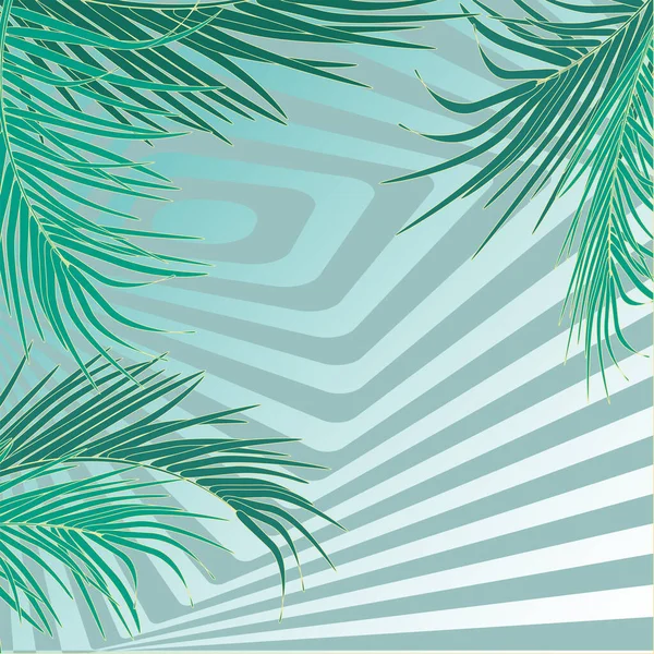 Tropiklerde Dekoratif Palmiye Yaprakları Olan Vektör Arkaplan Çizgili Labirentlere Karşı — Stok Vektör