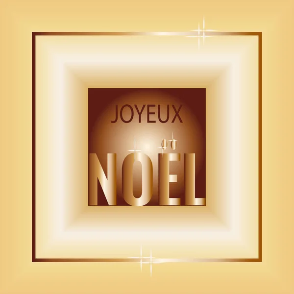 Joyeux Noel Feliz Navidad Francés Texto Marco Oro Ilustración Vectorial — Vector de stock