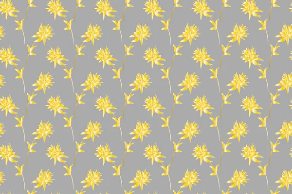 Patrón Floral Estilo Escandinavo Flores Trébol Amarillo Sobre Fondo Gris — Archivo Imágenes Vectoriales