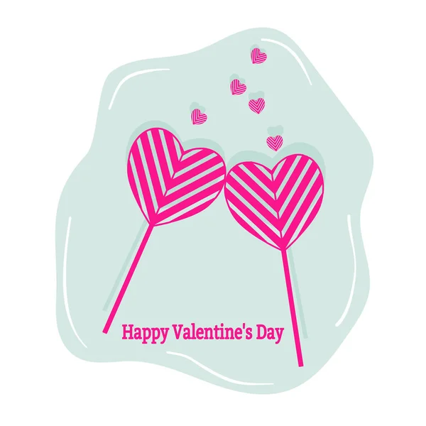 롤리팝이 모양으로 만들어 있습니다 발렌틴 Happy Valentines Day 현수막 디자인을 — 스톡 벡터