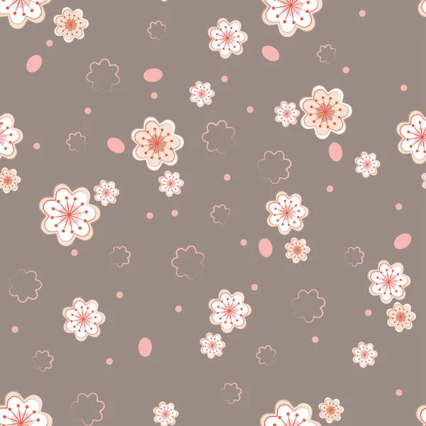 Nahtloses Blumenmuster Aus Sakura Blumen Apfelbäumen Mit Blütenblättern Und Staubgefäßen Stockillustration