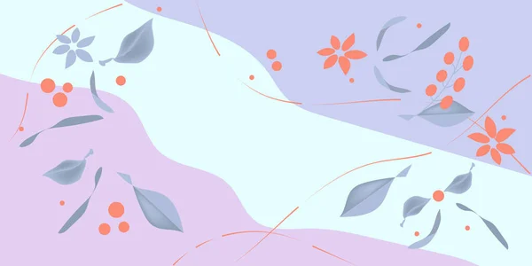 Banner Horizontal Primavera Fluxo Abstrato Decoração Floral Ilustração Vetorial Sobre —  Vetores de Stock