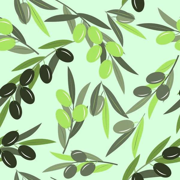 Ramas Olivos Con Aceitunas Verdes Ilustración Sin Costura Vectorial Colores Gráficos Vectoriales