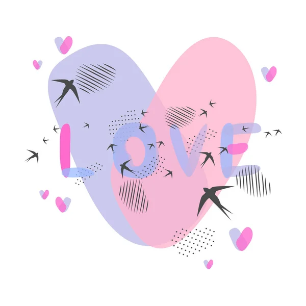 Amor Garabatos Románticos Dibujado Mano Letras Corazón Fondo Ilustración Vectorial — Vector de stock