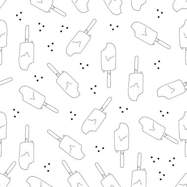 Elle çizilmiş dondurma yiyecekler pürüzsüz. Karalama stilinde dondurma vektörü çizimi