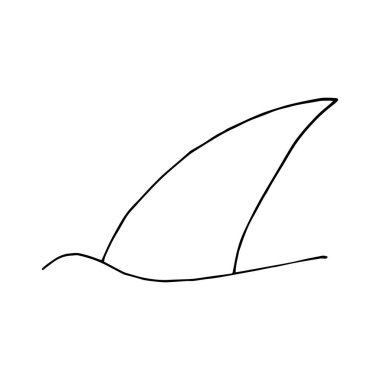 Köpekbalığı yüzgeci. Beyaz arka planda izole edilmiş bir köpekbalığı yüzgecinin resmi. Vektör illüstrasyon etiketi, simge, tasarım ögesi